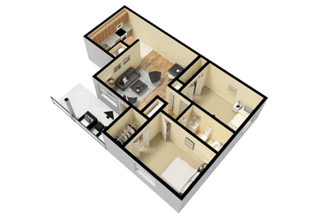 the illustration of the 360 degree view of the 3d floor plan